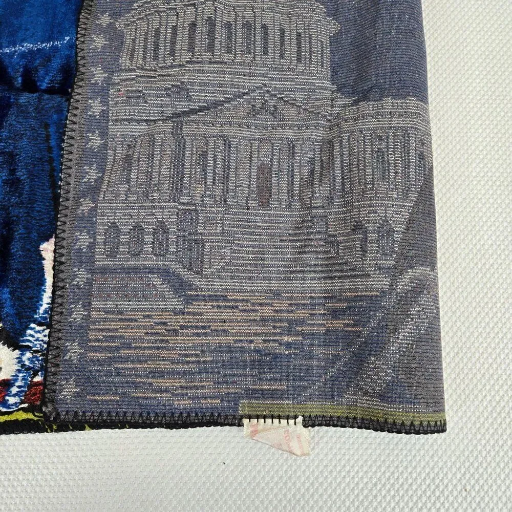 Vintage 1965 JFK Tapestry Wall Hanging 38x20 Inches Capitol Flag Made In Italy